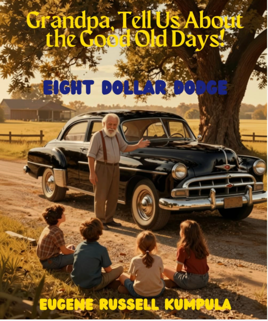 Eugene showing his grandkids his old car.