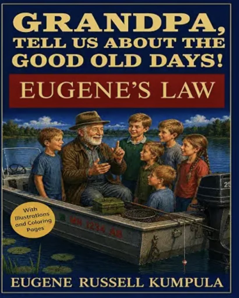 Eugene telling stories of his childhood to his grandchildren.